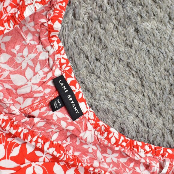 Lane Bryant Red Floral Off-Shoulder Top - Picture 7 of 8